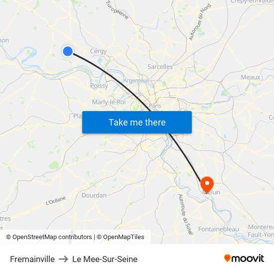 Fremainville to Le Mee-Sur-Seine map