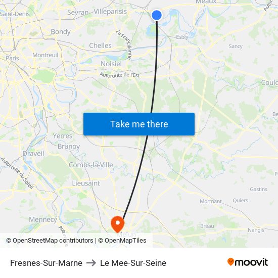 Fresnes-Sur-Marne to Le Mee-Sur-Seine map