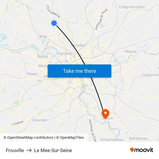 Frouville to Le Mee-Sur-Seine map