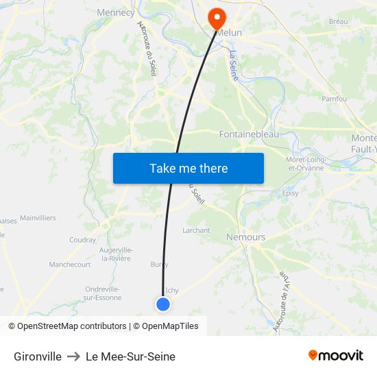 Gironville to Le Mee-Sur-Seine map