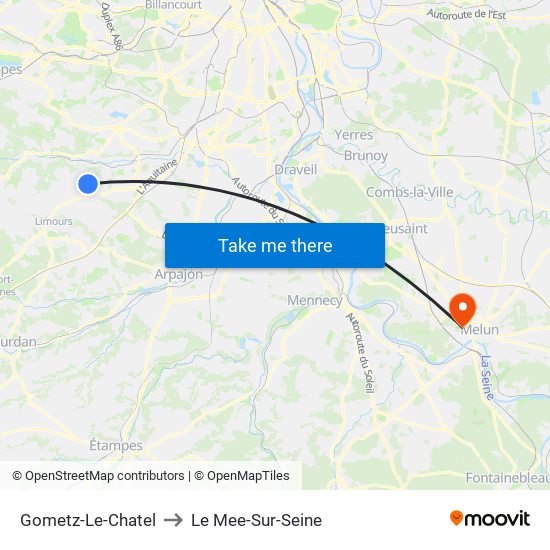 Gometz-Le-Chatel to Le Mee-Sur-Seine map