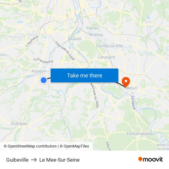 Guibeville to Le Mee-Sur-Seine map