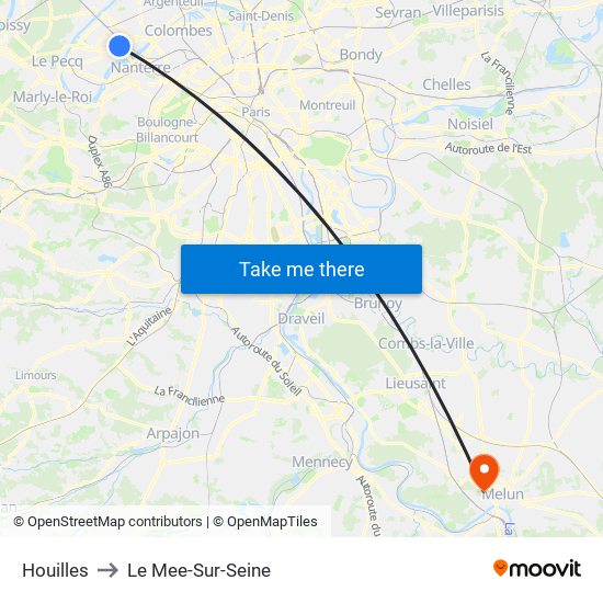 Houilles to Le Mee-Sur-Seine map