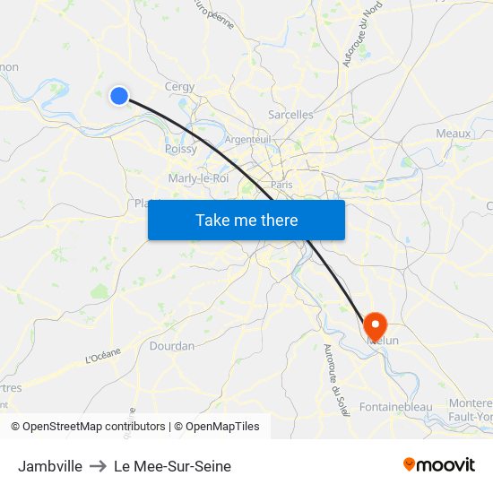 Jambville to Le Mee-Sur-Seine map