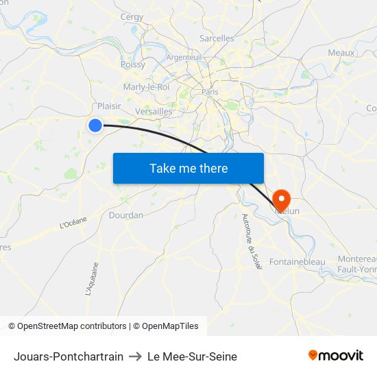 Jouars-Pontchartrain to Le Mee-Sur-Seine map