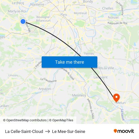 La Celle-Saint-Cloud to Le Mee-Sur-Seine map