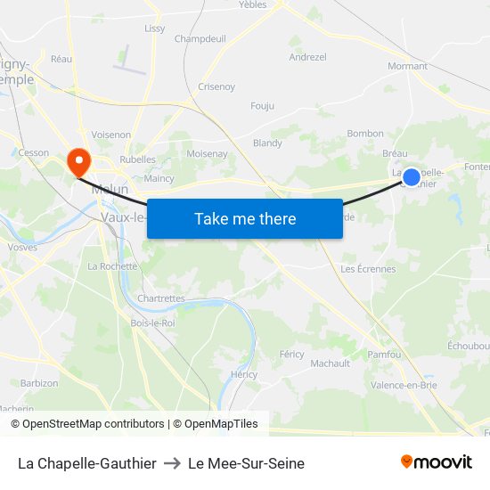 La Chapelle-Gauthier to Le Mee-Sur-Seine map