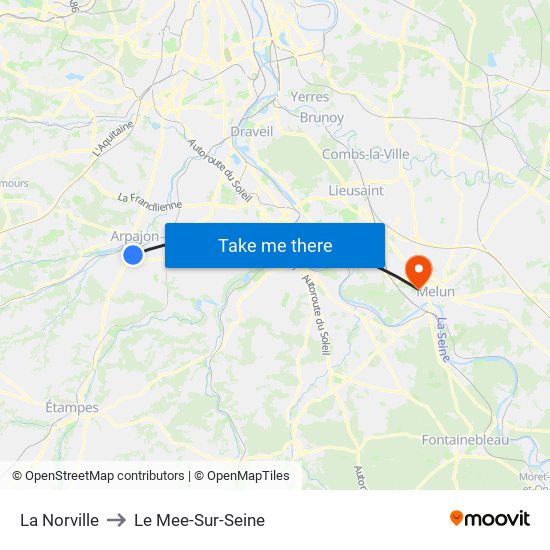 La Norville to Le Mee-Sur-Seine map