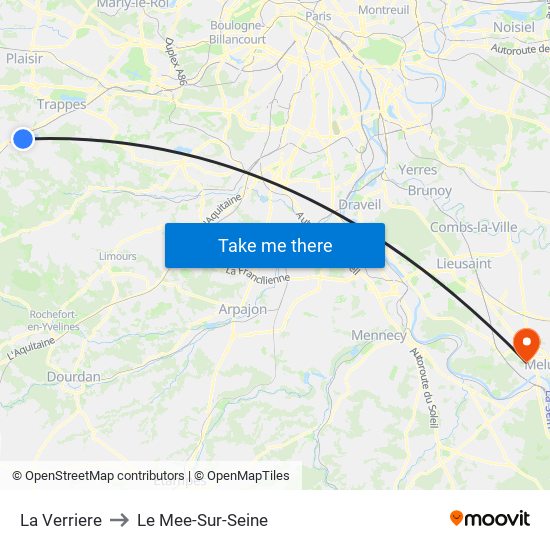La Verriere to Le Mee-Sur-Seine map