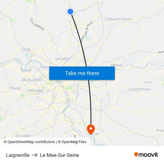 Laigneville to Le Mee-Sur-Seine map