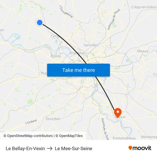 Le Bellay-En-Vexin to Le Mee-Sur-Seine map