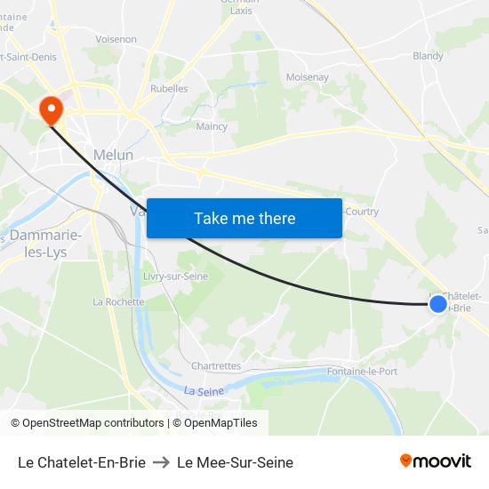 Le Chatelet-En-Brie to Le Mee-Sur-Seine map