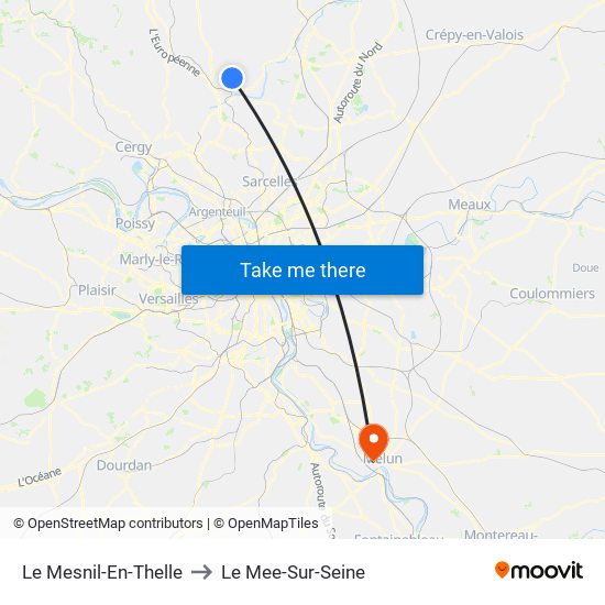 Le Mesnil-En-Thelle to Le Mee-Sur-Seine map