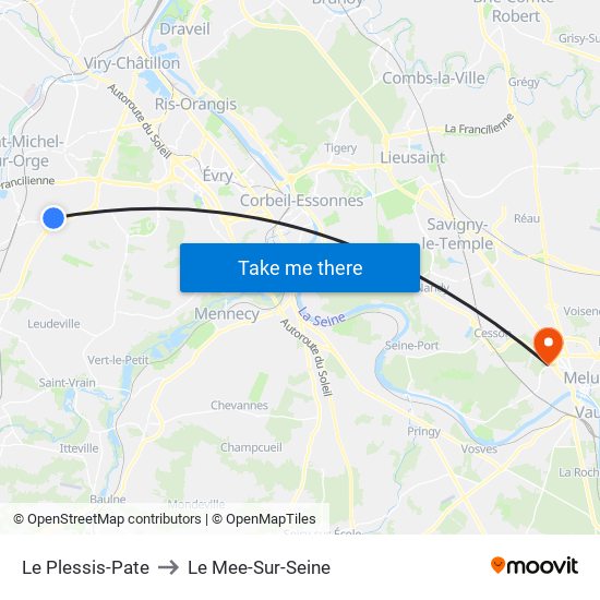 Le Plessis-Pate to Le Mee-Sur-Seine map