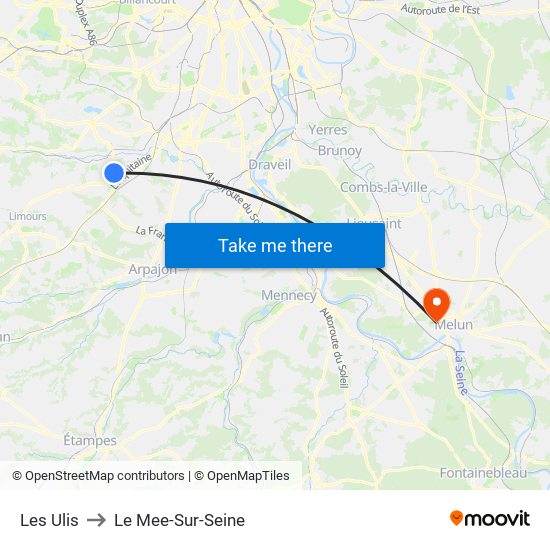 Les Ulis to Le Mee-Sur-Seine map