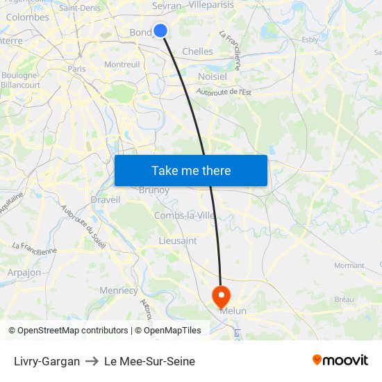 Livry-Gargan to Le Mee-Sur-Seine map