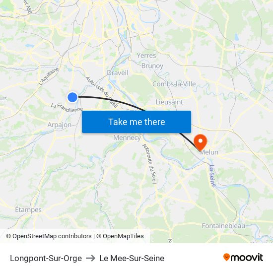 Longpont-Sur-Orge to Le Mee-Sur-Seine map