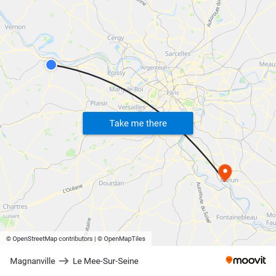 Magnanville to Le Mee-Sur-Seine map
