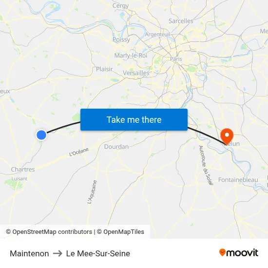 Maintenon to Le Mee-Sur-Seine map