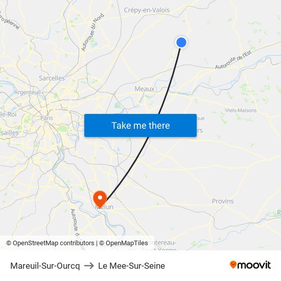 Mareuil-Sur-Ourcq to Le Mee-Sur-Seine map