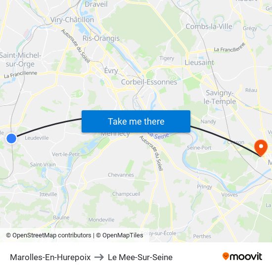 Marolles-En-Hurepoix to Le Mee-Sur-Seine map