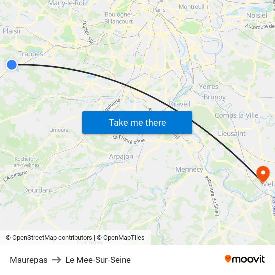 Maurepas to Le Mee-Sur-Seine map
