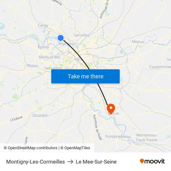 Montigny-Les-Cormeilles to Le Mee-Sur-Seine map