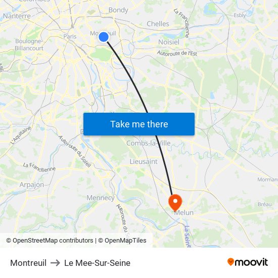 Montreuil to Le Mee-Sur-Seine map