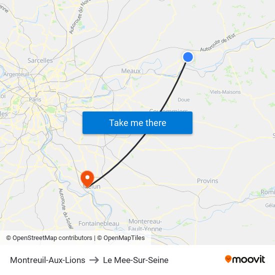 Montreuil-Aux-Lions to Le Mee-Sur-Seine map