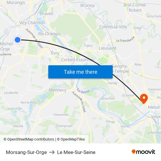 Morsang-Sur-Orge to Le Mee-Sur-Seine map