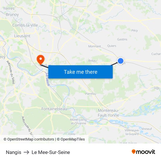 Nangis to Le Mee-Sur-Seine map