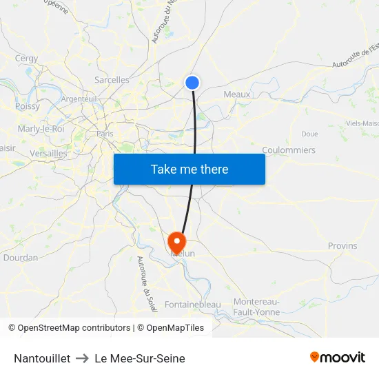 Nantouillet to Le Mee-Sur-Seine map