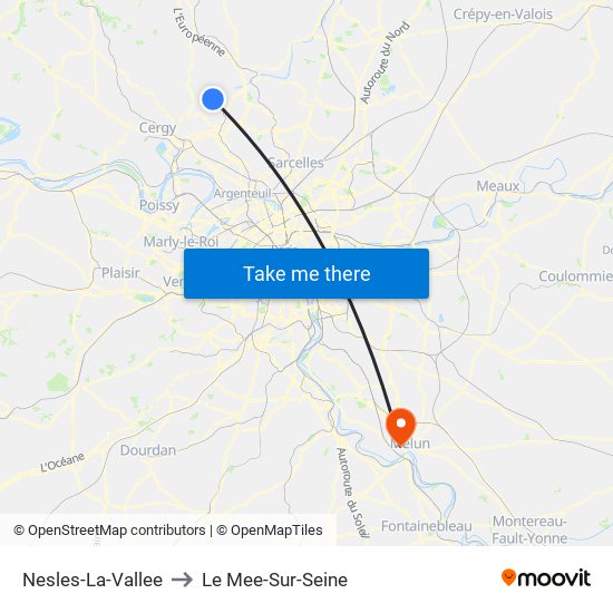 Nesles-La-Vallee to Le Mee-Sur-Seine map