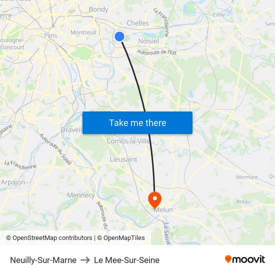 Neuilly-Sur-Marne to Le Mee-Sur-Seine map