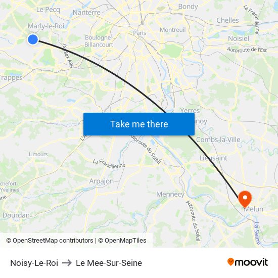 Noisy-Le-Roi to Le Mee-Sur-Seine map