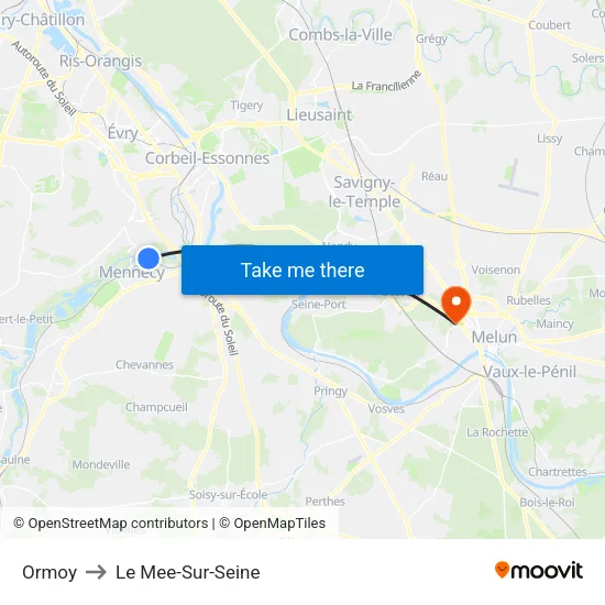 Ormoy to Le Mee-Sur-Seine map
