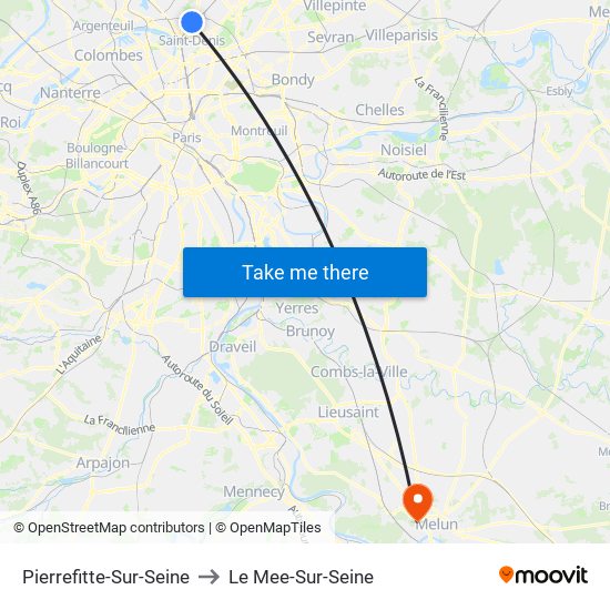 Pierrefitte-Sur-Seine to Le Mee-Sur-Seine map