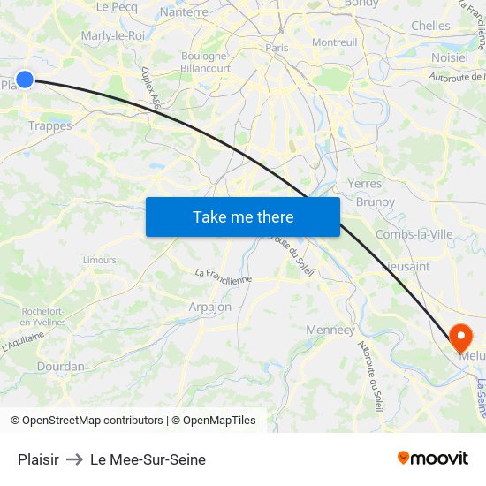 Plaisir to Le Mee-Sur-Seine map