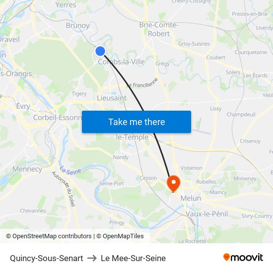 Quincy-Sous-Senart to Le Mee-Sur-Seine map
