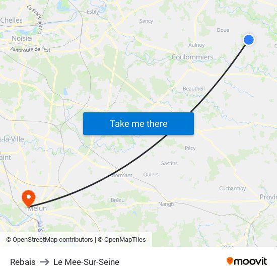 Rebais to Le Mee-Sur-Seine map
