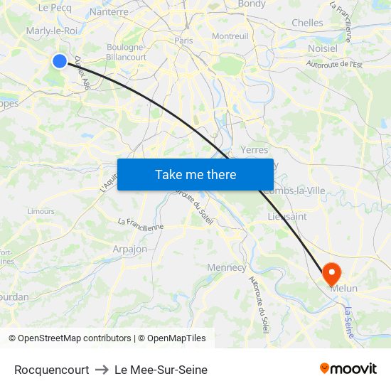 Rocquencourt to Le Mee-Sur-Seine map