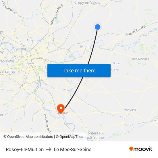 Rosoy-En-Multien to Le Mee-Sur-Seine map