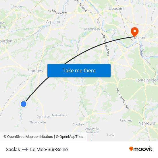 Saclas to Le Mee-Sur-Seine map