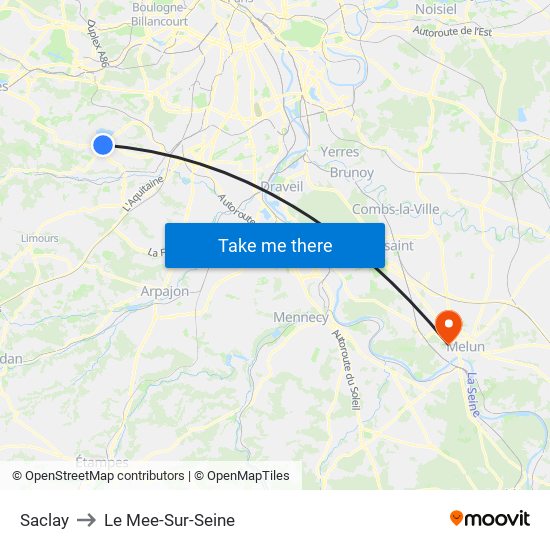 Saclay to Le Mee-Sur-Seine map
