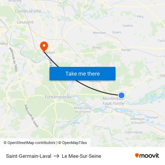 Saint-Germain-Laval to Le Mee-Sur-Seine map