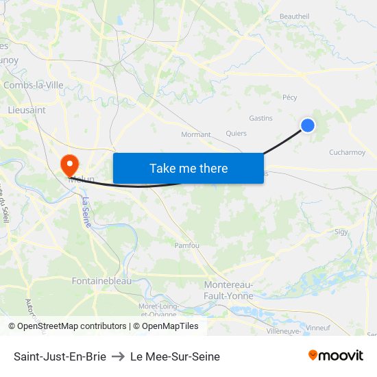 Saint-Just-En-Brie to Le Mee-Sur-Seine map