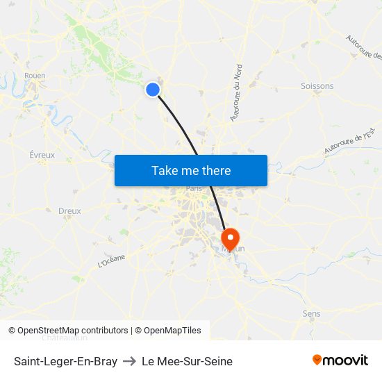 Saint-Leger-En-Bray to Le Mee-Sur-Seine map