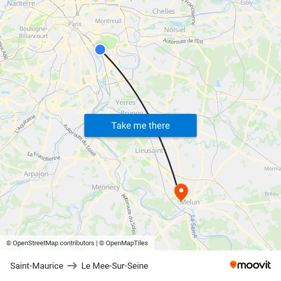 Saint-Maurice to Le Mee-Sur-Seine map