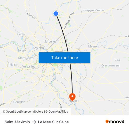 Saint-Maximin to Le Mee-Sur-Seine map