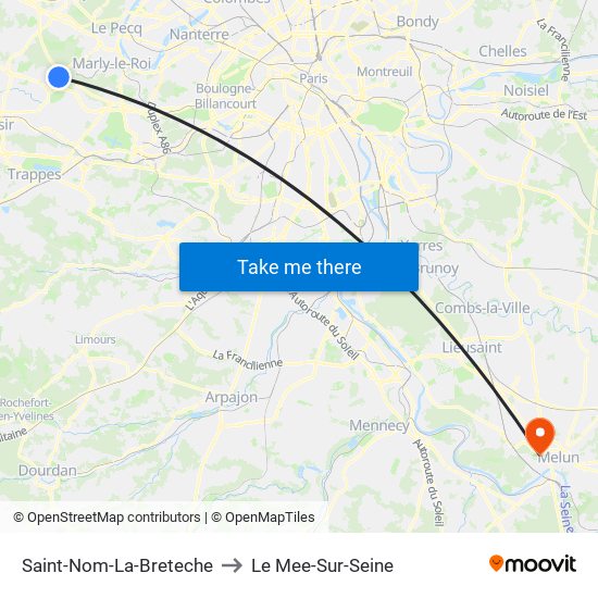 Saint-Nom-La-Breteche to Le Mee-Sur-Seine map
